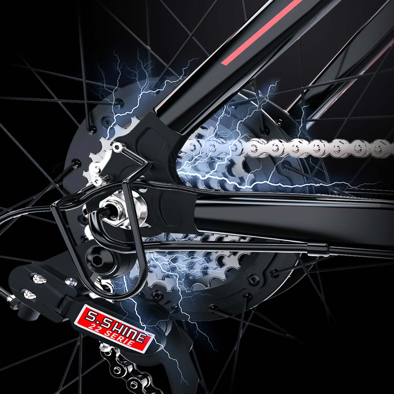 QNUT Victor Electric Mountain Bike 7-Speed Rear Derailleur