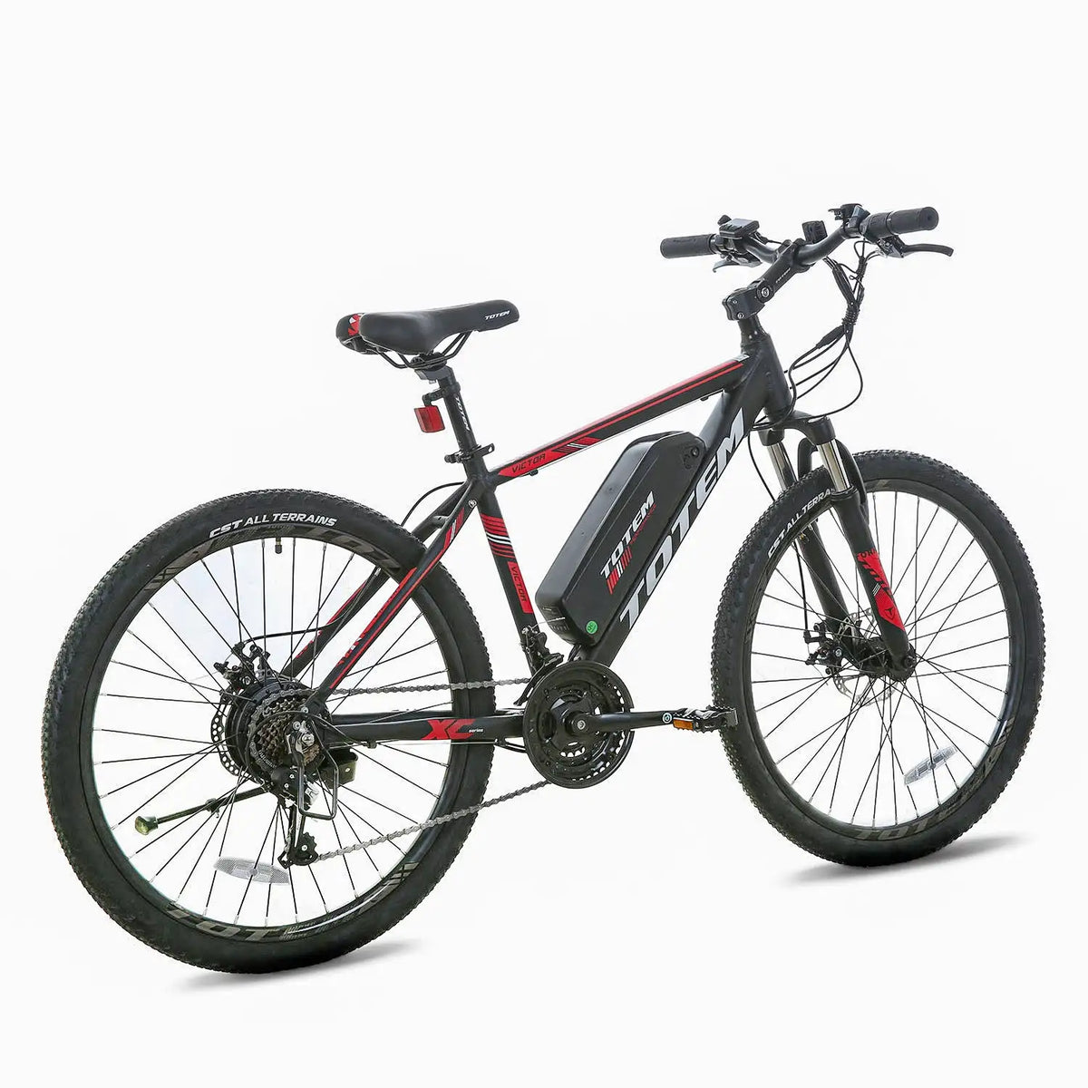 Totem Victor Electric Mountain Bike in Black Right Rear Three-Quarter View 