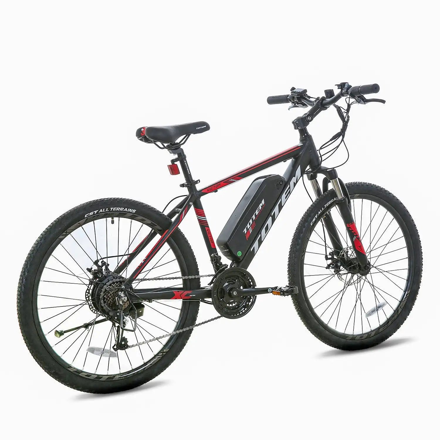 Totem Victor Electric Mountain Bike in Black Right Rear Three-Quarter View 